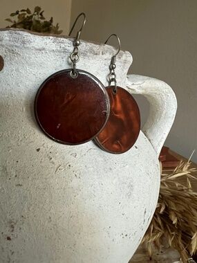 Coastal Cowgirl Brass Toned Brown Shell Earrings